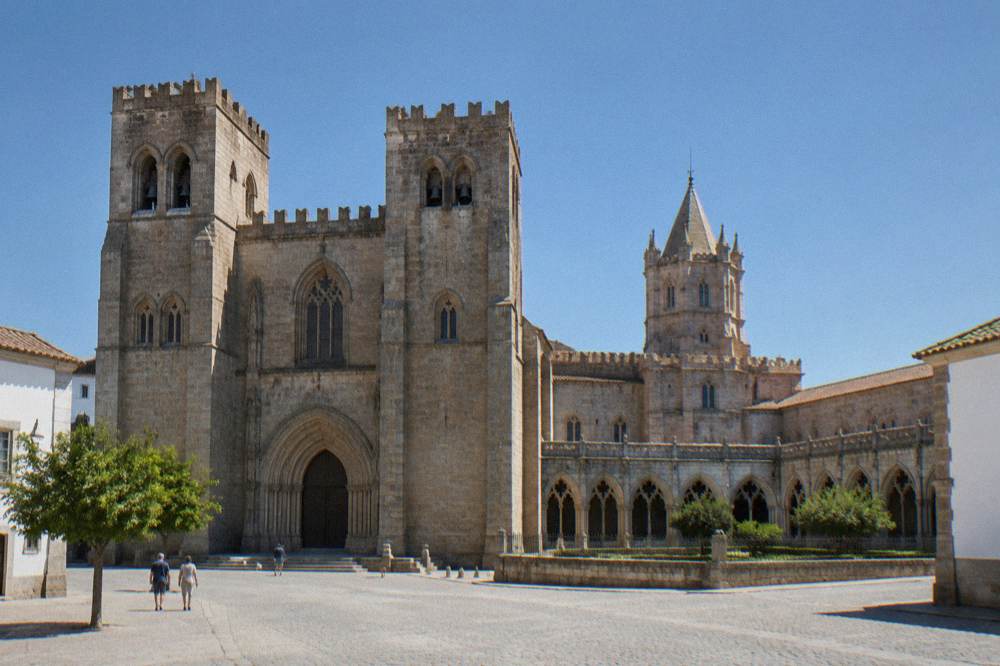 The Gothic arcades of the cathedral cloister around its central garden
