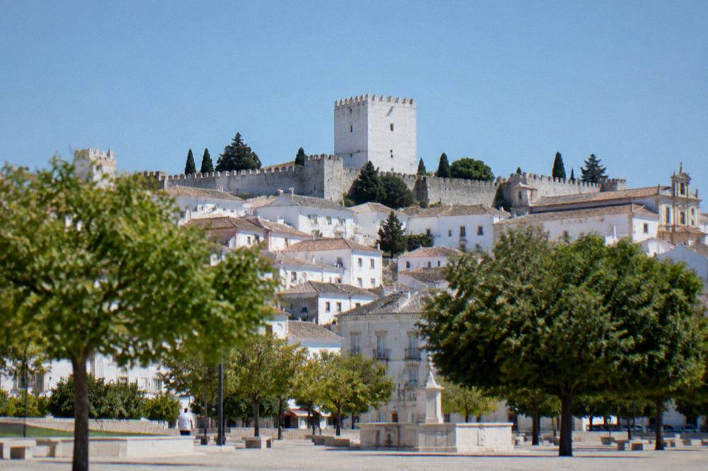 The walled hilltop old quarter of Estremoz seen from the plain below