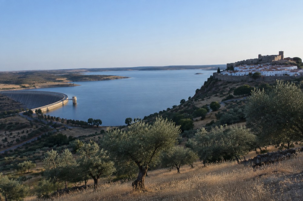 The walled hilltop village of Monsaraz above the Alqueva lake in the Alentejo